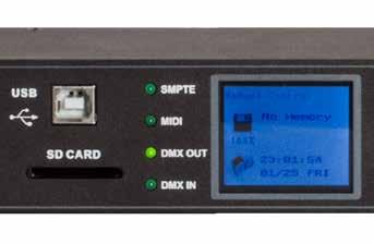 HARDWARE CONTROLLER DR-PRO RACK CODE: 1322000034 RECORDS ANY DMX DATA STREAM OVER 5 HOURS RECORDING TIME UP TO 8 MEMORIES WITH INDIVIDUAL MASTER SETTING SD CARD AND USB PORT PASSWORD LOCK FUNCTION PC