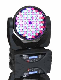 PRO - 108 X 3W OSRAM LEDS - 40 RED, 28 GREEN, 30 BLUE, AND 10 WHITE - 50.000 HOUR RATED LED SOURCE - MOTORIZED ZOOM: 7 TO 30 BEAM ANGLE / 13 TO 40 FIELD ANGLE - FULL RGB +WHITE COLOR MIXING FEAT.