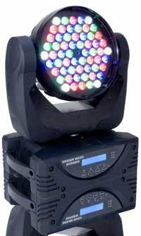 COLOR, STROBE, DIMMING MACROS - ELECTRONIC, FLICKER-FREE DIMMING - VARIABLE SPEED STROBE EFFECT, 1-25 FLASHES PER SECOND - AUTOMATIC PAN / TILT POSITION CORRECTION - MAXIMUM PAN-MOVEMENT 630 OR 540 /