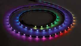 LED PIXEL TAPE WITH WATERPROOF COVER. IT FEATURES 72 RGB SMD TRI COLOR LED PIXELS (216 CH.) PER TAPE SPACED ON 40MM CENTERS.