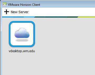 Once you reboot (as necessary), you may run the client, and double-click the vdesktop.wm.edu item. Read through the disclaimer, and click Accept.