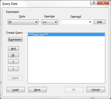 Query Data We will now demonstrate how to quickly and easily create subset files from a Dips file using the Query Data option. Select: Analysis Query Data You will see the Query Data dialog.