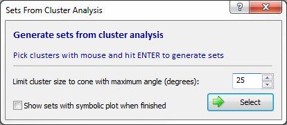 Sets from Cluster Analysis Another option which can be used to create Sets is the Sets from Cluster Analysis option.