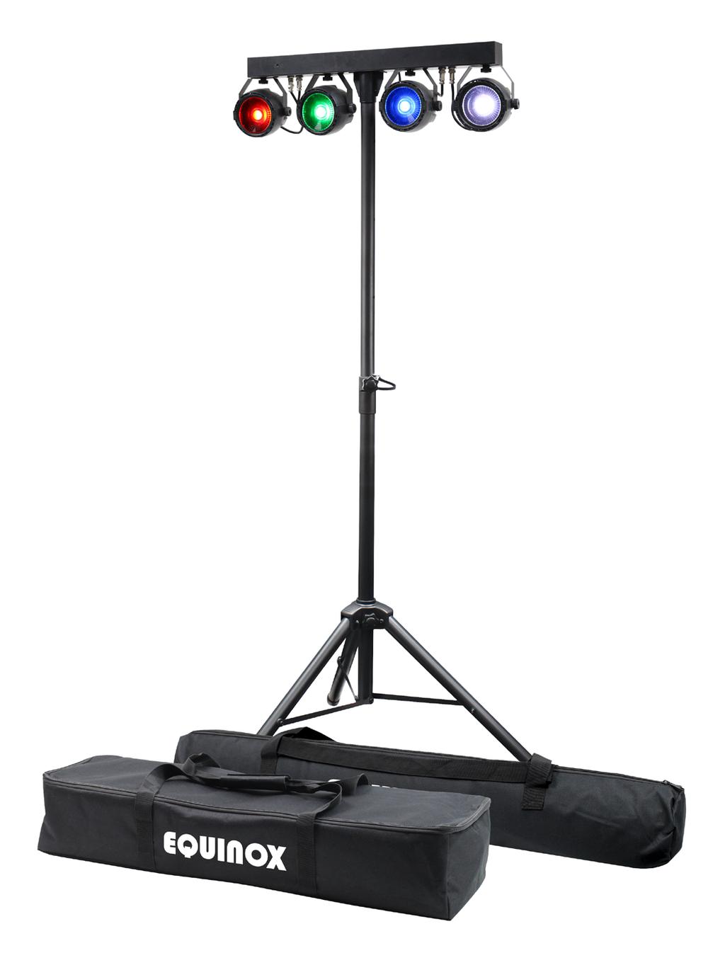 Product overview & technical specifications Microbar COB System This compact, all-in-one lighting package includes a robust, stand, road bag, IR remote and 4 multi-colour LED Pars fitted to a powered