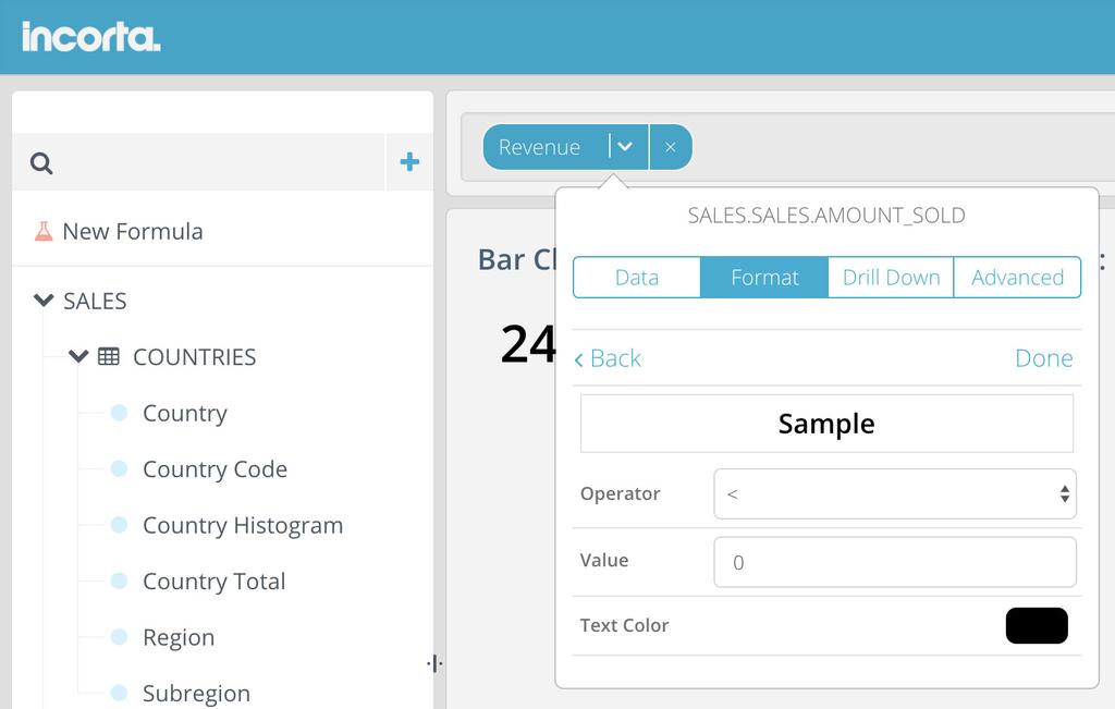 For tables, you can specify both background and text colors. For KPIs, you can specify text color.