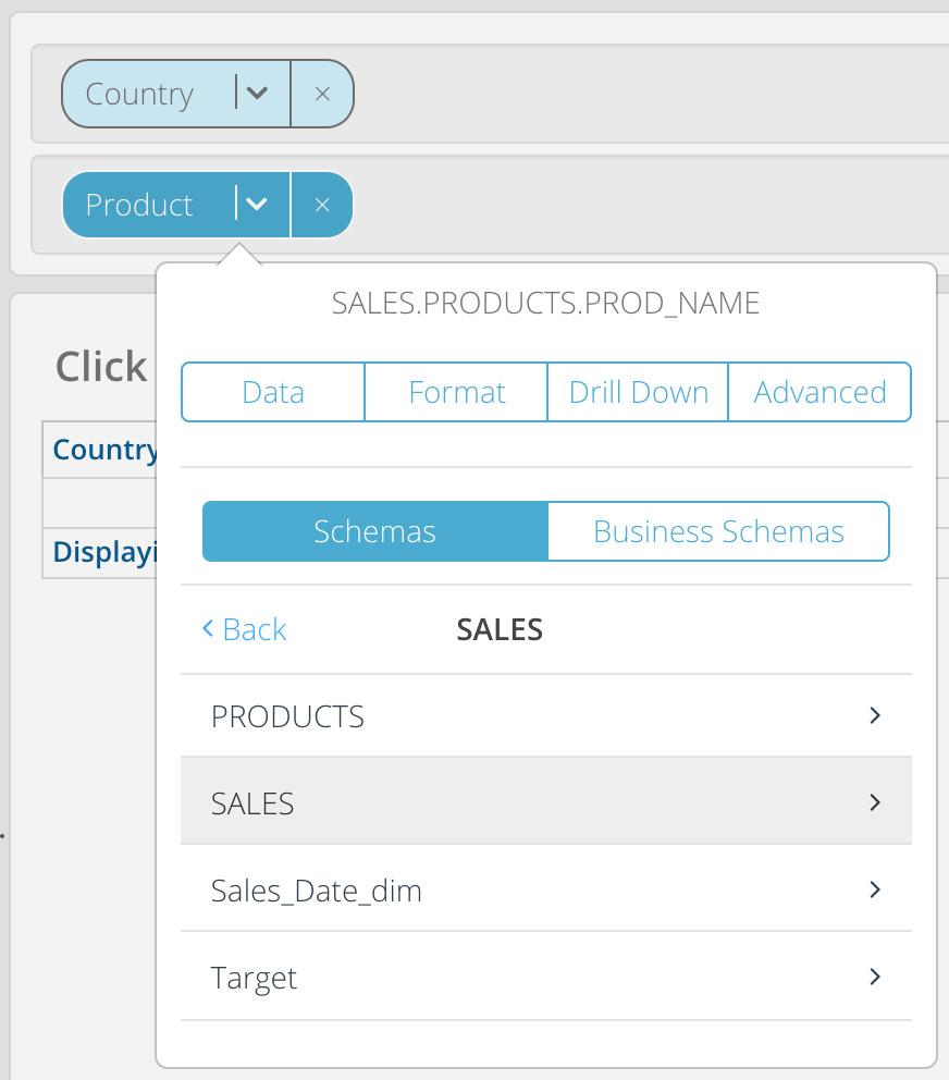 15. Select the "SALES" schema from the schemas list.
