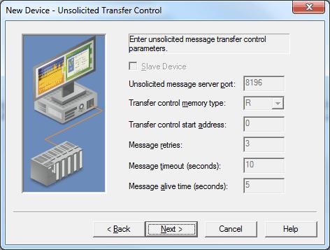 7 Unsolicited Transfer Control Descriptions of the parameters are as follows: Slave Device: This option should be checked if the device will receive unsolicited data from the CNC.