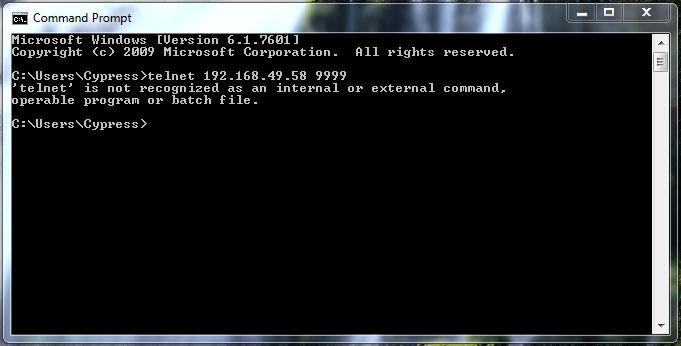 Suprex Ethernet Series - Enabling Telnet Client Enabling Telnet: If the error message shown in the image below appears when attempting to connect to the SPX-7200 Central or Remote unit, the Telnet