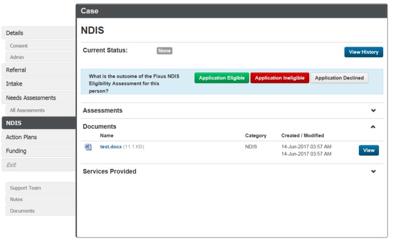 Uploaded documents that have the NDIS category selected will appear under the