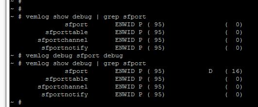 For this example, the general port logs are captured: The second command there has this syntax: vemlog debug [module all] [ ][all none default e w n i d p t] Where