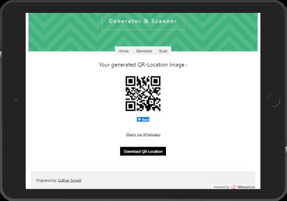 Once the QR Code is uploaded to the application, the result of the user s location from scanning QR Code process will be shown on the Google Maps as well as the image of QR Code that has been