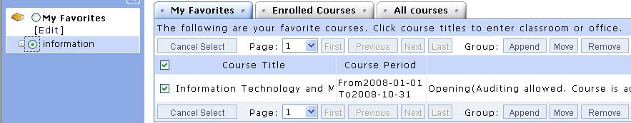 courses in My Favorites 1.