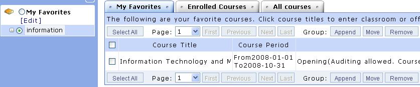 Definitions : To copy the selected courses to the selected folder. The same course can exist in different folders. : To move the selected courses to the selected folder.
