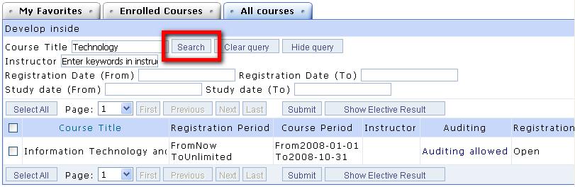 Tip: To enroll If you find any course in the All Courses list