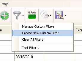 Finding and Viewing Forms with the ECR Vault Client Figure 5: The Filter Menu 2. Select Create New Custom Filter. The Create New Filter window is displayed.