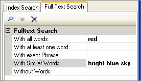 Example Search: Enter 'bright blue sky' into the Exact Phrase box and enter 'red' into the All Words box.