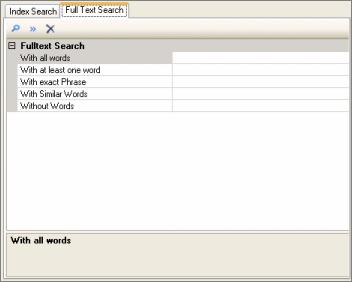 Finding and Viewing Forms with the ECR Vault Client Figure 12: Full Text Search panel 2. Enter your full text search criteria. 3. Click the Search button at the top of the Index Search panel.