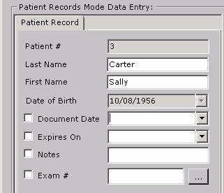 Figure 37: Patient information inserted Note: Press the CTRL key to fade out the Select Patient window. Use this feature if you need to view the form while the window is over it.