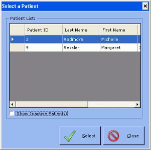 If only a single patient record matches your search, the patient will be added automatically. If more than one patient matches your search, the Select a Patient window will be displayed.