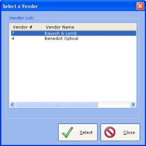 Figure 51: Selecting a vendor from multiple search results a) Click on a vendor to select it. b) Click Select.