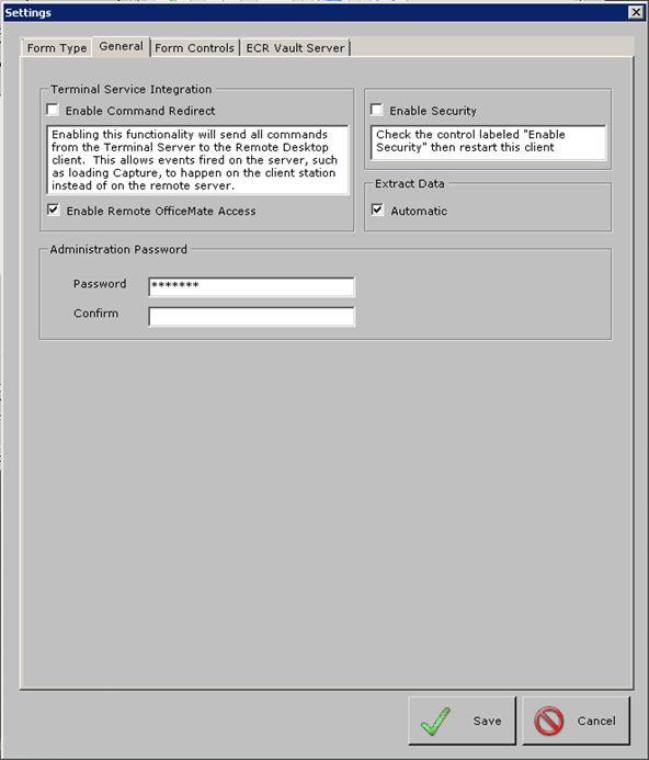 Figure 59: The Settings window and the General tab displayed 2. Change the settings as required.