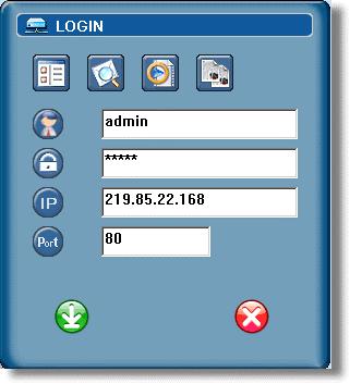 2) Software Operation: 1 Click twice to enter Login page. 2 Method 1 ~ Local setting : The default DVR IP is 192.168.1.10, and default user name and password are both admin. Users could use IP:192.