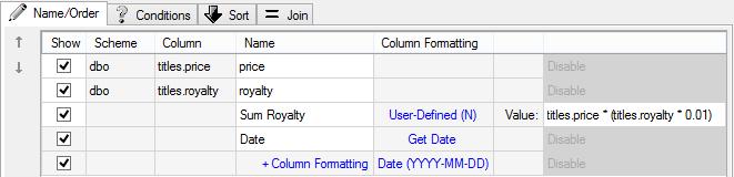 12 Other Functions Name/Order Move selected columns up and down and set the column