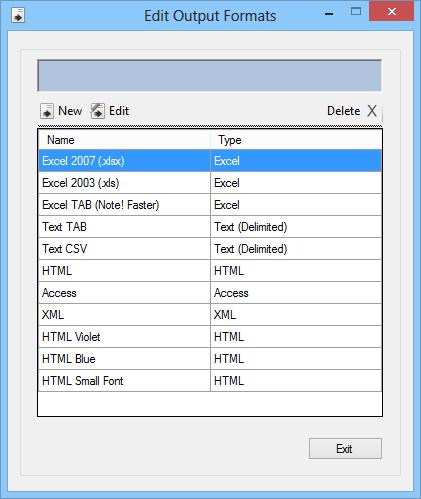 17 Output Formats If you do not tick Use Conditions Form will selected Output Format to apply. In order to test the selected Output Format you must run the query, and then press Export.