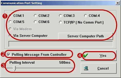 Step 12: Next click on selecting communication port: Communication port setting via com port or TCP/IP Check if the cable is well connected, and select Communication Port. Click on TCP / IP.