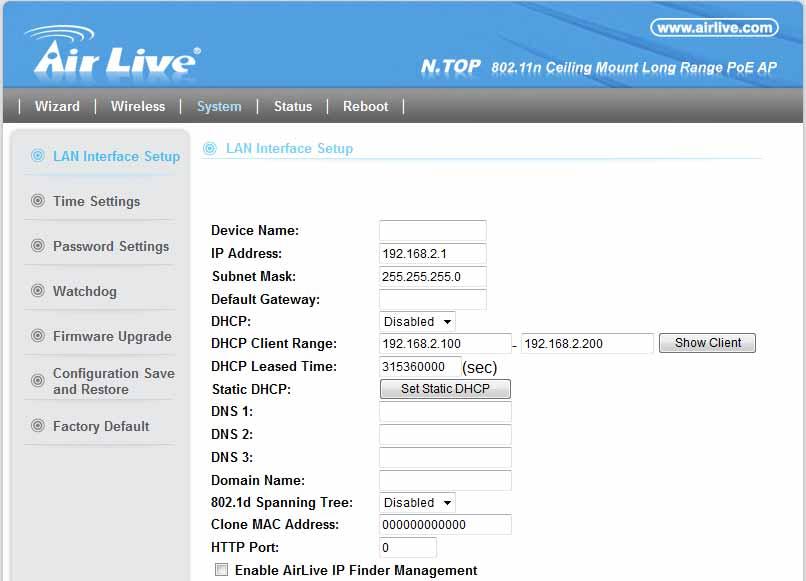 TOP remotely, you have to set the Gateway and DNS server information. To setup the IP settings for N.
