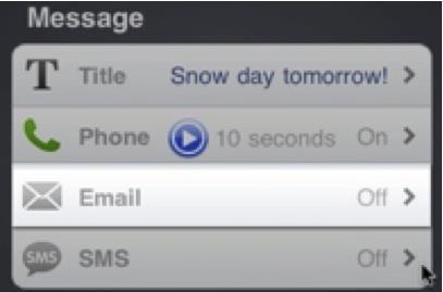 Adding an Email Message You can also create an email message in your Connect iphone App for mass notification. To compose an email message: 1. Tap the Email option on the New Message screen. 2.