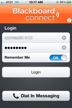 Logging into the Connect for iphone App Once your Institution has been activated to use the Connect for iphone app, you can log into the app using the same user name and password that you use to log