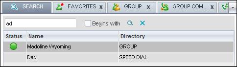 Figure 21 Contacts Pane Search Tab The search results can contain contacts from several directories, and the following information can be displayed for each contact (as applicable): phone state, IM&P