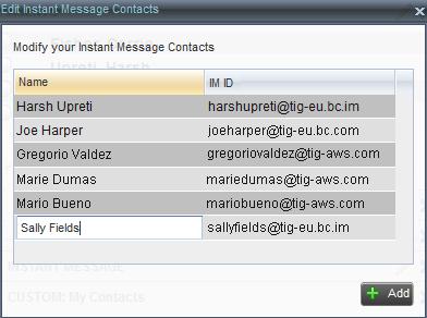 Figure 55 Edit Instant Message Contacts Dialog Box Modify Contact UNSUBSCRIBE FROM CONTACT To stop monitoring a contact: 1. Click the presence icon of the contact.