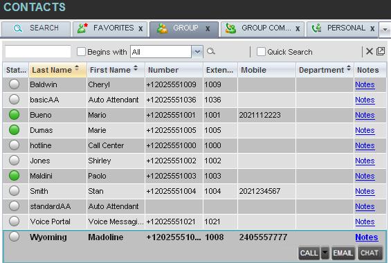 VIEW DIRECTORY CONTENT Your directories are displayed as tabs at the top of the Contacts pane, with the details of only one directory visible at a time.