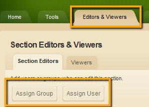 Centricity 2.0 Section Editor Help Card Editors and Viewers Tab Section Editors are users or groups of users that have the privilege to modify the contents of a Section. To add Section Editors: 1.
