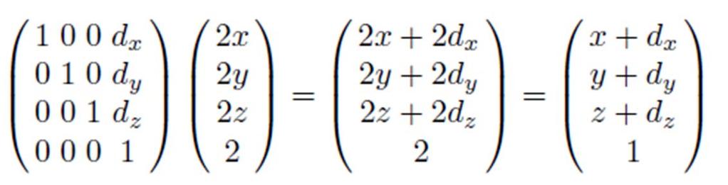 Homogeneous Coordinates For a point, the fourth component of the homogeneous coordinates is not necessarily 1 and is denoted by w.