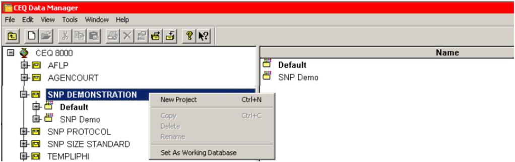 To choose which database to save your results into during the run: o Open CEQ Data Manager module and check which is the working database (highlighted).