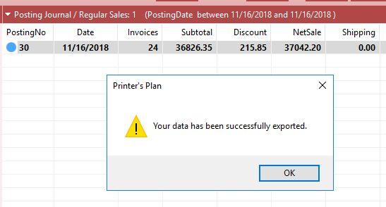 Printer s Plan 2019 What s New and Improved Page 9 Highlight the posting (or postings) and click the Export button.