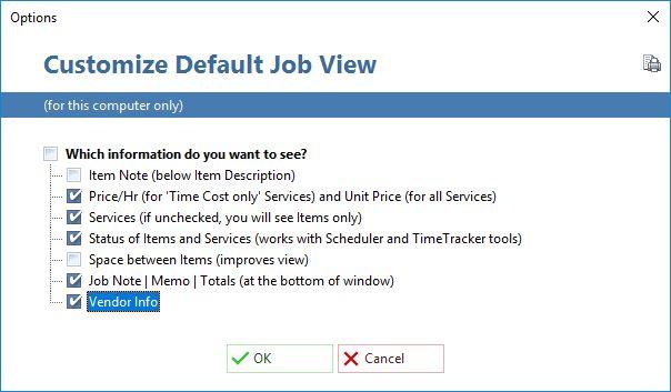 a job, in the Job window click on the Items button.