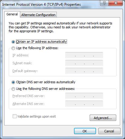 Obtain DNS server address automatically button. 6.