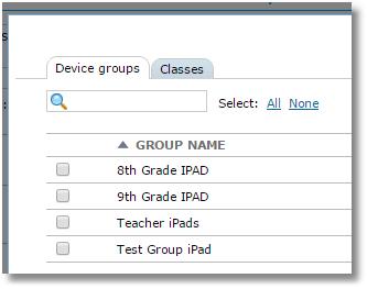 On the pop-up window, choose the tab for Device groups or Classes, then make your selection and click Assign button at the bottom of the