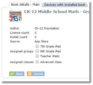 You can also assign or unassign a book from device groups and classes from the Book details tab. 12.