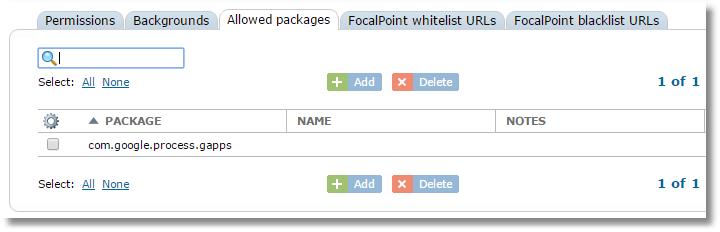 15.4 Organization whitelist and blacklist The whitelist and blacklist features are found on separate tabs in the Settings area.