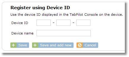 2. In Control Tower, enter the Device ID on the Register Using Device ID section of the Add device page. 3. Enter a device name.
