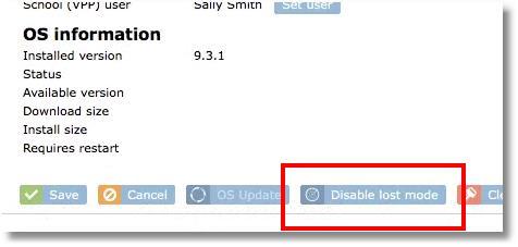 1. From Device Details, click the Disable lost mode button. 2.
