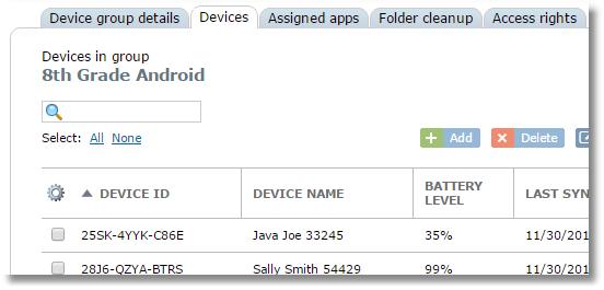 Choose Device groups from the Organization menu. Click on any device in the device list on the Devices tab.