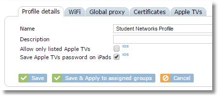 7.1 Adding, Editing, Deleting Network Profiles To add a Network Profile: Click the Add button. Complete the fields and click Save.