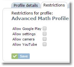 To create a restriction profile: 1. Click the Add button. 2. Enter a name and optional description for the profile.