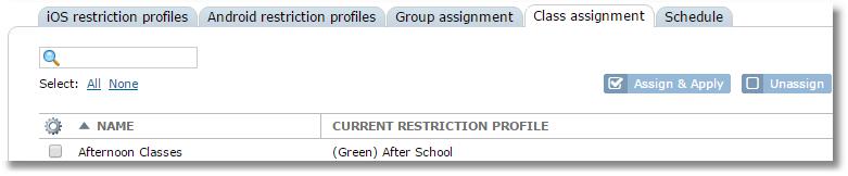 IMPORTANT CONCEPT: When a restriction profile is assigned to a class, it replaces the restrictions that were applied to the group.